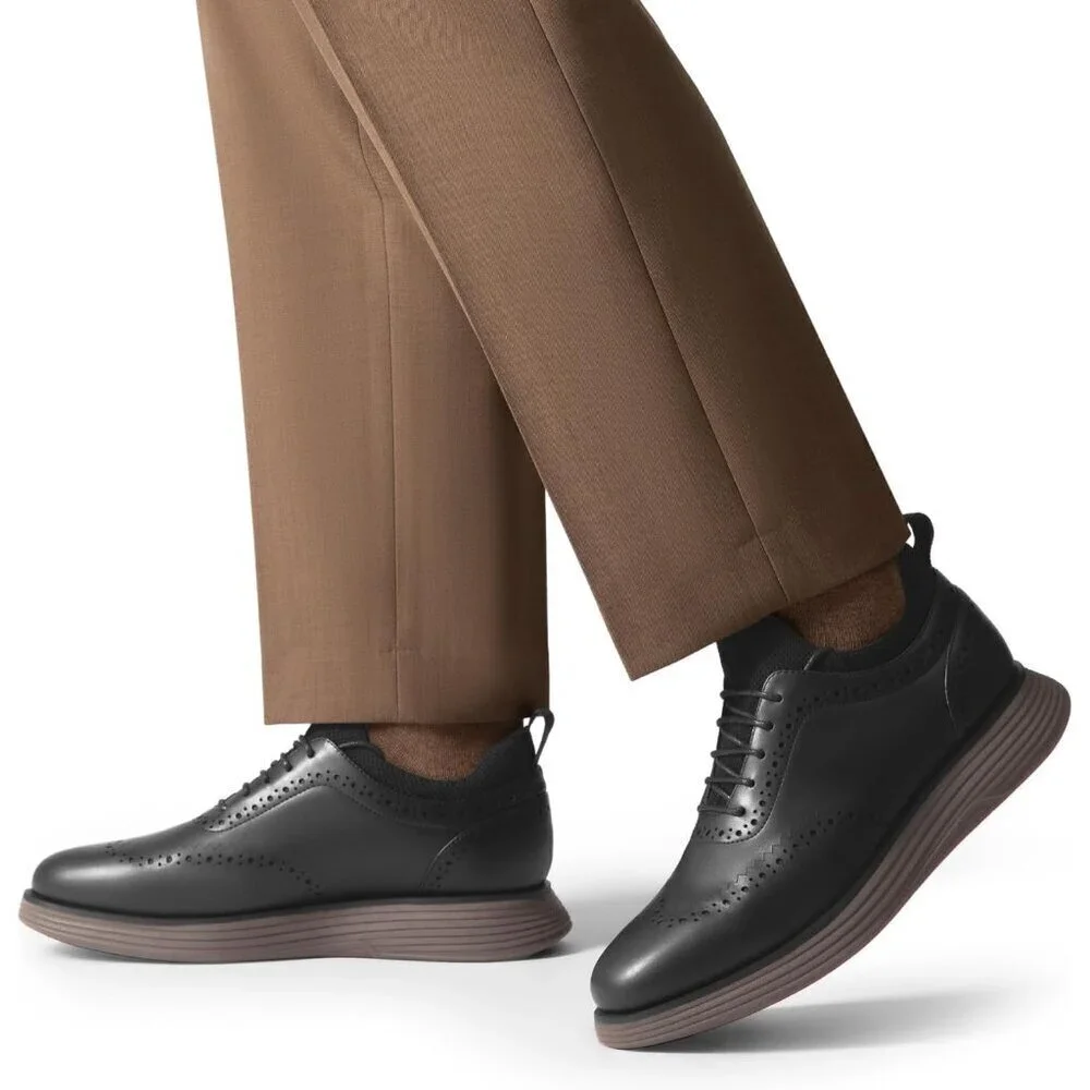 Men's Black Coffee Leather Classic Business Formal Wingtip Dress Oxford Shoes